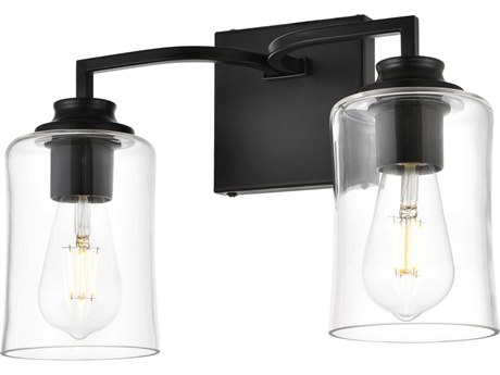 Elegant Lighting Ronnie 2-Light Black Glass Vanity Light