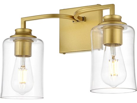 Elegant Lighting Ronnie 2-Light Brass Glass Vanity Light