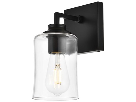 Elegant Lighting Ronnie 1-Light Black Glass Wall Sconce