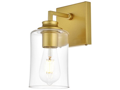 Elegant Lighting Ronnie 1-Light Brass Glass Wall Sconce