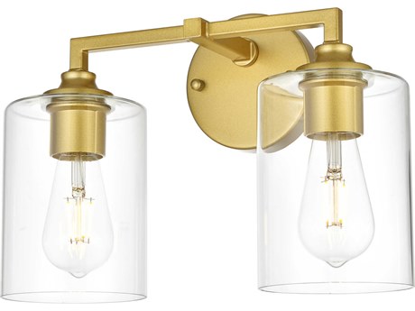 Elegant Lighting Mayson 2-Light Brass Glass Vanity Light