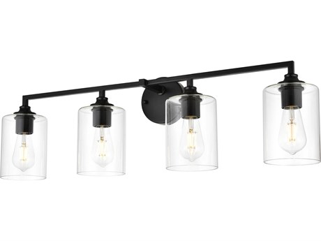 Elegant Lighting Mayson 4-Light Black Glass Vanity Light