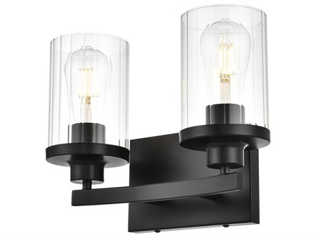 Elegant Lighting Saanvi 2-Light Black Glass Vanity Light