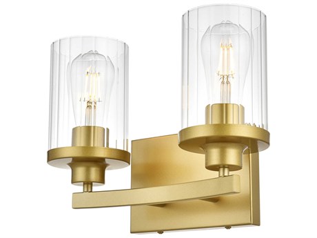 Elegant Lighting Saanvi 2-Light Brass Glass Vanity Light