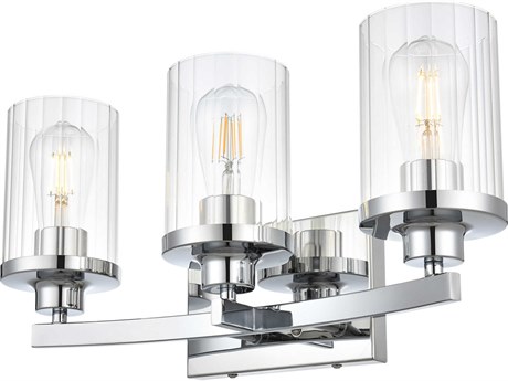 Elegant Lighting Saanvi 3-Light Chrome Glass Vanity Light