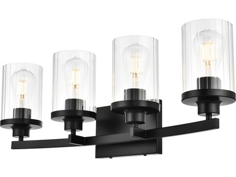 Elegant Lighting Saanvi 4-Light Black Glass Vanity Light