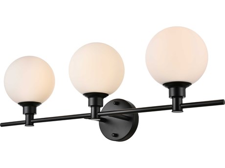 Elegant Lighting Cordelia 3-Light Black Glass Vanity Light