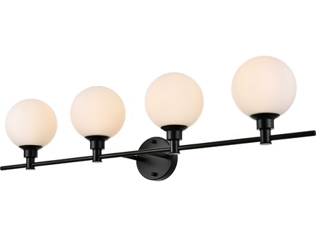 Elegant Lighting Cordelia 4-Light Black Glass Vanity Light