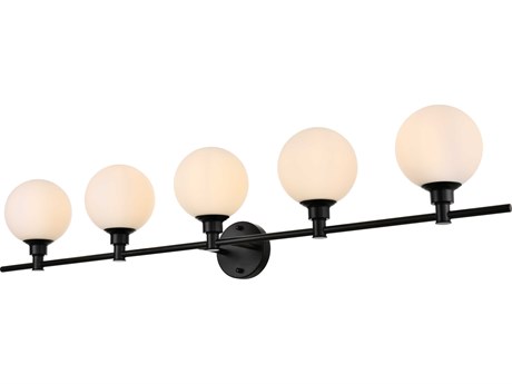 Elegant Lighting Cordelia 5-Light Black Glass Vanity Light
