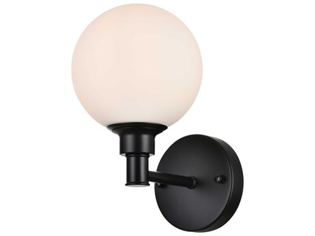 Elegant Lighting Cordelia 1-Light Black Glass Wall Sconce