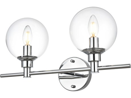 Elegant Lighting Jaelynn 2-Light Chrome Glass Vanity Light