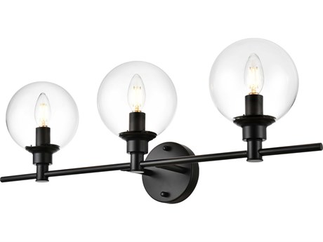 Elegant Lighting Jaelynn 3-Light Black Glass Vanity Light