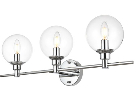 Elegant Lighting Jaelynn 3-Light Chrome Glass Vanity Light