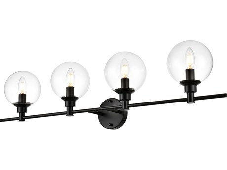 Elegant Lighting Jaelynn 4-Light Black Glass Vanity Light