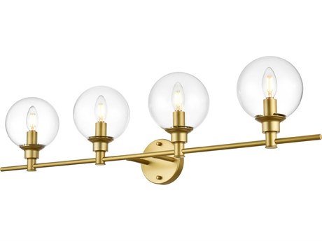 Elegant Lighting Jaelynn 4-Light Brass Glass Vanity Light