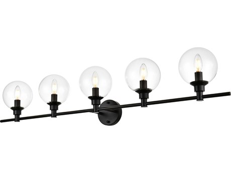 Elegant Lighting Jaelynn 5-Light Black Glass Vanity Light