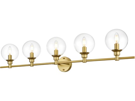 Elegant Lighting Jaelynn 5-Light Brass Glass Vanity Light