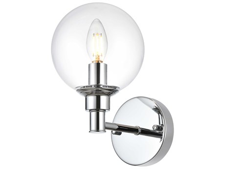 Elegant Lighting Jaelynn 1-Light Chrome Glass Wall Sconce