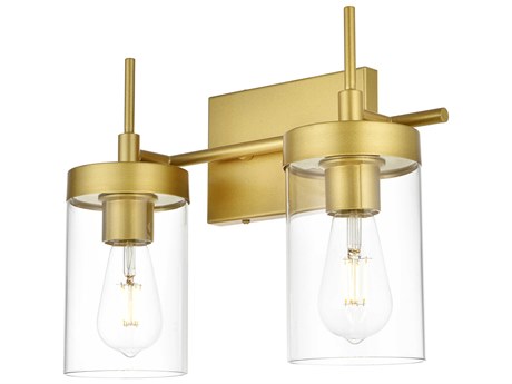 Elegant Lighting Benny 2-Light Brass Glass Vanity Light