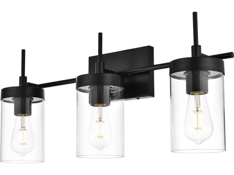 Elegant Lighting Benny 3-Light Black Glass Vanity Light