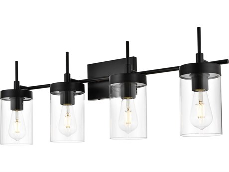 Elegant Lighting Benny 4-Light Black Glass Vanity Light