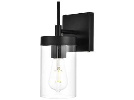 Elegant Lighting Benny 1-Light Black Glass Wall Sconce