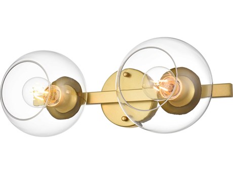 Elegant Lighting Rogelio 2-Light Brass Glass Vanity Light