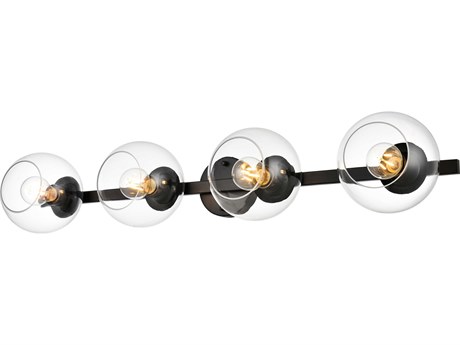 Elegant Lighting Rogelio 4-Light Black Glass Vanity Light