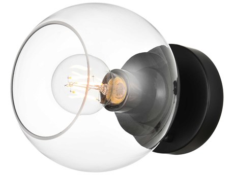 Elegant Lighting Rogelio 1-Light Black Glass Wall Sconce