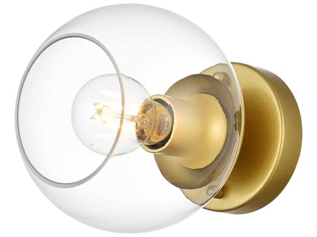 Elegant Lighting Rogelio 1-Light Brass Clear Glass Wall Sconce