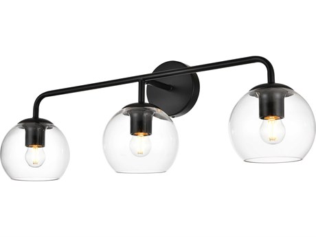 Elegant Lighting Genesis 3-Light Black Glass Vanity Light