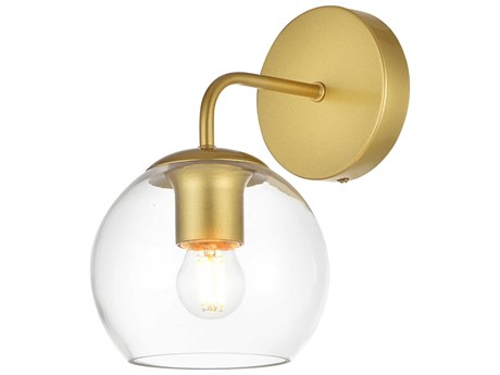Elegant Lighting Genesis 1-Light Brass Glass Wall Sconce
