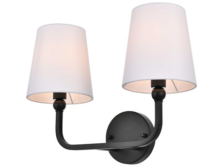Elegant Lighting Colson 2-Light Black Glass Vanity Light