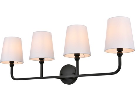 Elegant Lighting Colson 4-Light Black Glass Vanity Light