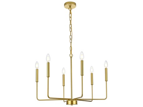 Elegant Lighting Willa 6-Light Brass Candelabra Chandelier