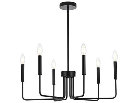 Elegant Lighting Willa 6-Light Black Candelabra Chandelier