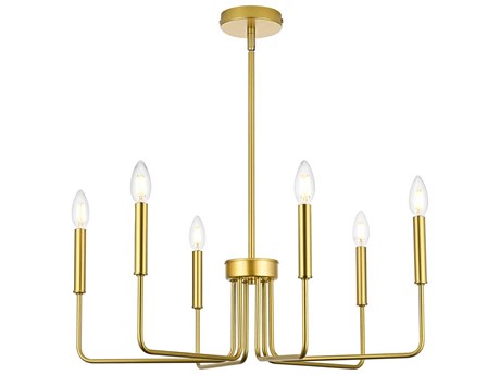 Elegant Lighting Willa 6-Light Brass Candelabra Chandelier