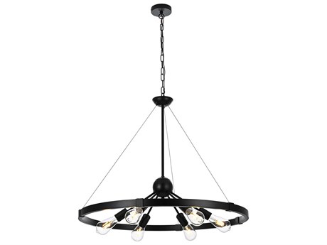Elegant Lighting Thora 6-Light Black Round Pendant