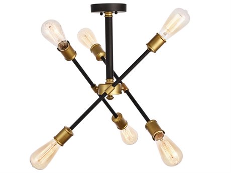 Elegant Lighting Axel 6-Light Black Brass Sputnik Semi Flush Mount