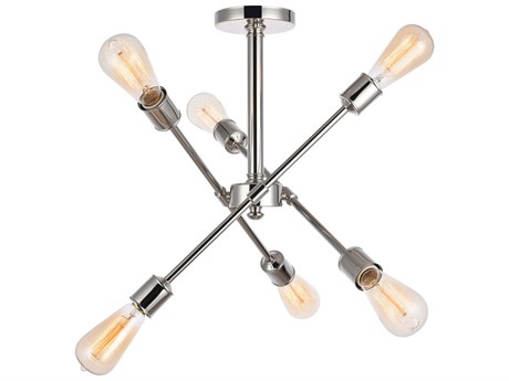 Elegant Lighting Axel 6-Light Polished Nickel Sputnik Semi Flush Mount