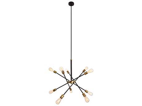 Elegant Lighting Axel 10-Light Black Brass Sputnik Pendant