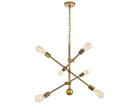 Elegant Lighting Axel 6-Light Brass Sputnik Pendant