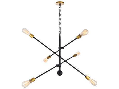 Elegant Lighting Axel 6-Light Black Brass Sputnik Pendant