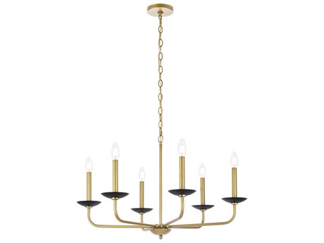 Elegant Lighting Cohen 6-Light Black And Brass Chandelier