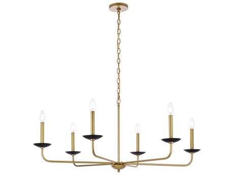 Elegant Lighting Cohen 6-Light Black And Brass Chandelier