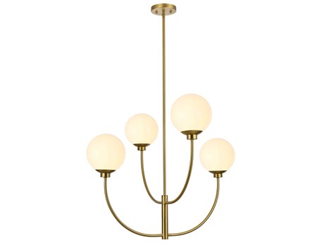 Elegant Lighting Nyomi 4-Light Satin Gold Globe Chandelier