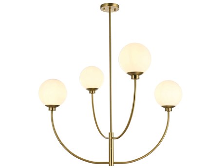 Elegant Lighting Nyomi 4-Light Satin Gold Globe Chandelier