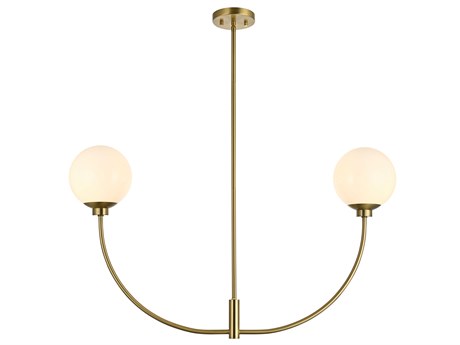 Elegant Lighting Nyomi 2-Light Satin Gold Globe Island Pendant