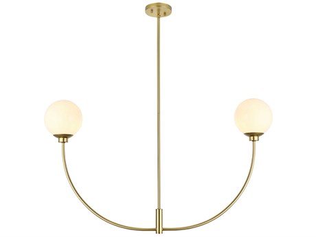 Elegant Lighting Nyomi 2-Light Brass Globe Island Pendant