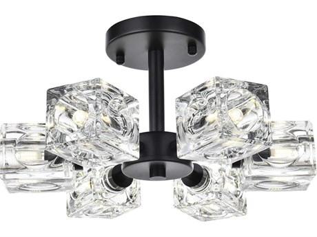Elegant Lighting Lyra 6-Light Black Semi Flush Mount